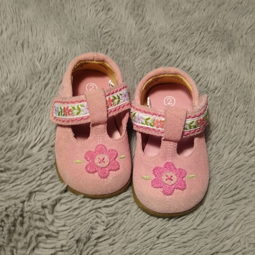 Baby smart toddler pink Mary jane floral shoes size 2